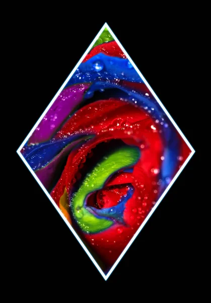 Collage Géométrique Avec Fleur Rose Multicolore Polygone Fond Décoratif — Photo