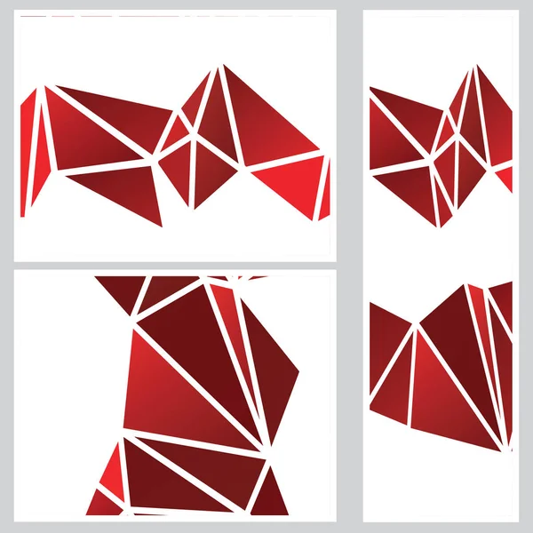 Set Van Rood Veelhoekige Geometrische Banners Abstracte Achtergronden — Stockvector