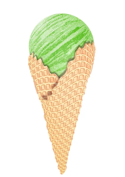 Absztrakt Stilizált Zöld Fagylalt Kúp Illusztráció Design — Stock Fotó