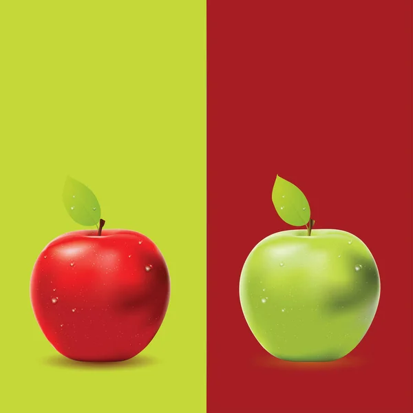 Geometryczne Dwa Kolorowe Tło Zielonym Jabłkiem Projektowanie Żywności — Wektor stockowy