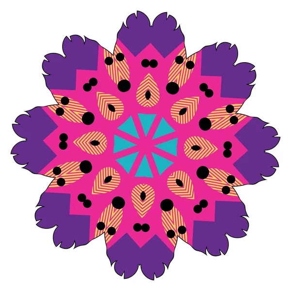 Dekoracyjne Stylizowane Kolorowy Okrągły Ornament Ilustracja Projekt Mandala — Wektor stockowy