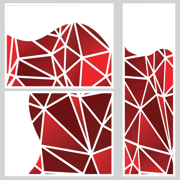 Set Van Rood Veelhoekige Geometrische Banners Abstracte Achtergronden — Stockvector