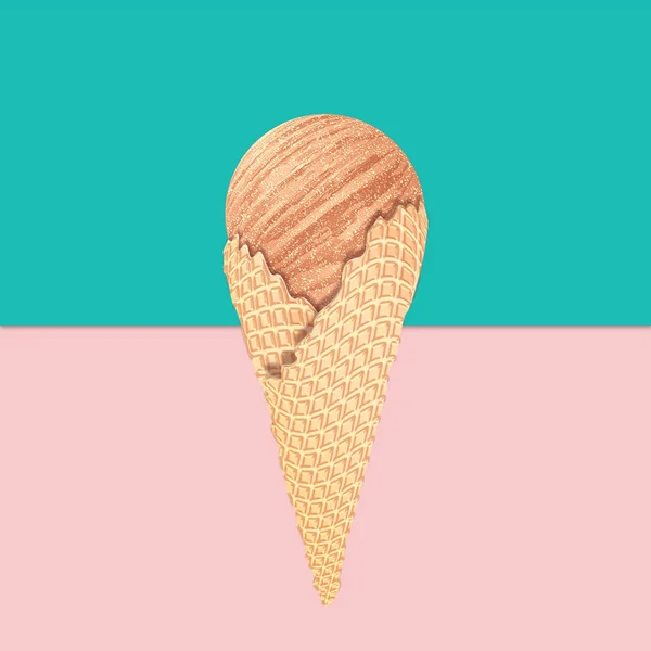 Abstract Stylized Chocolate Ice Cream Cone Illustration Design — Stock Photo, Image