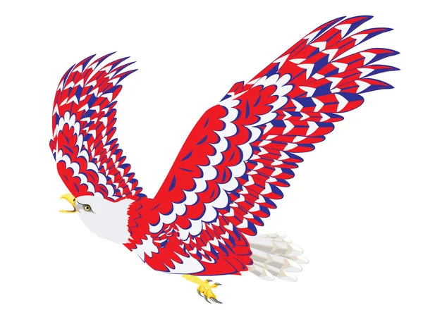 Águila Calva Estilizada Color Azul Rojo Blanco — Vector de stock