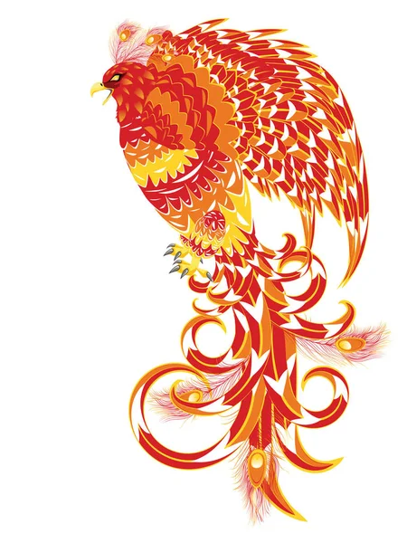 Stilize Firebird Fantezi Phoenix Kuş Kanatları Yayilim — Stok Vektör