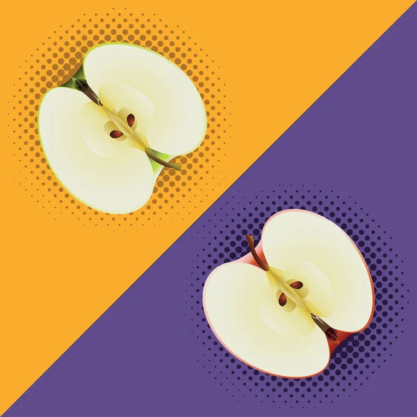 Μισά Μήλα Δύο Έγχρωμο Φόντο Ράστερ — Διανυσματικό Αρχείο