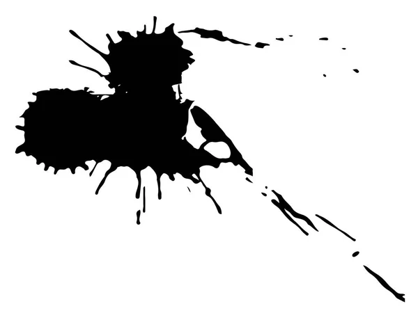 Druppel Zwarte Inkt Vlek Geïsoleerd Witte Achtergrond — Stockvector