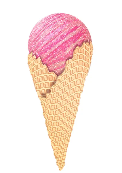Abstract Stylized Pink Ice Cream Cone Illustration Design — Stock Photo, Image