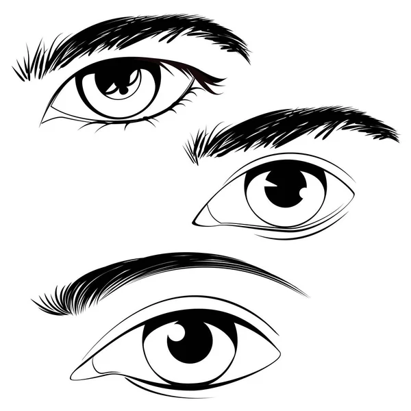 Ojos Masculinos Detallados Con Cejas Sobre Fondo Blanco — Archivo Imágenes Vectoriales