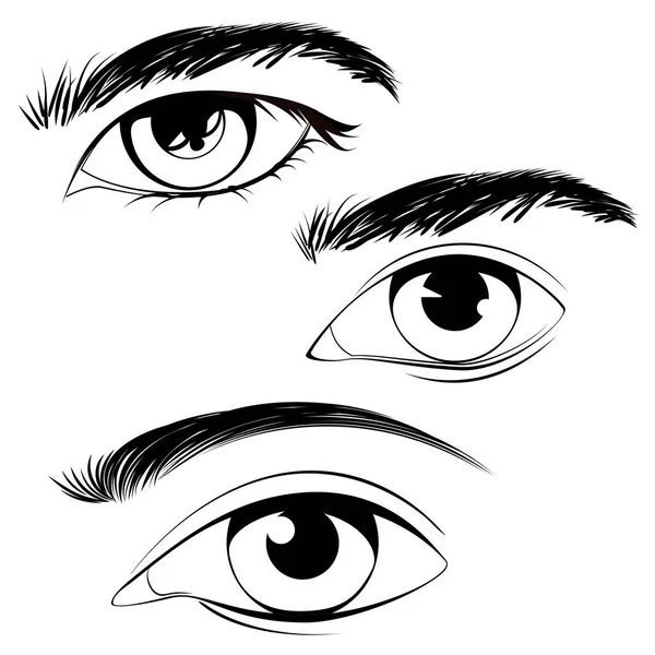 Ojos Masculinos Detallados Con Cejas Sobre Fondo Blanco — Vector de stock