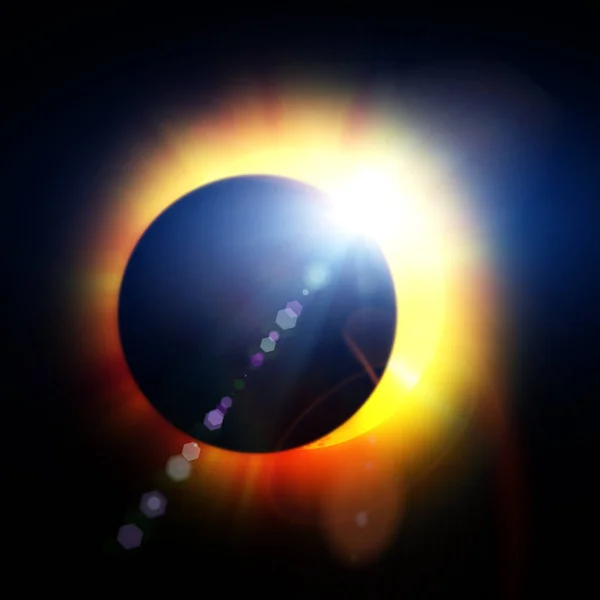 Abstract solar eclipse background with 3d rendered flares.