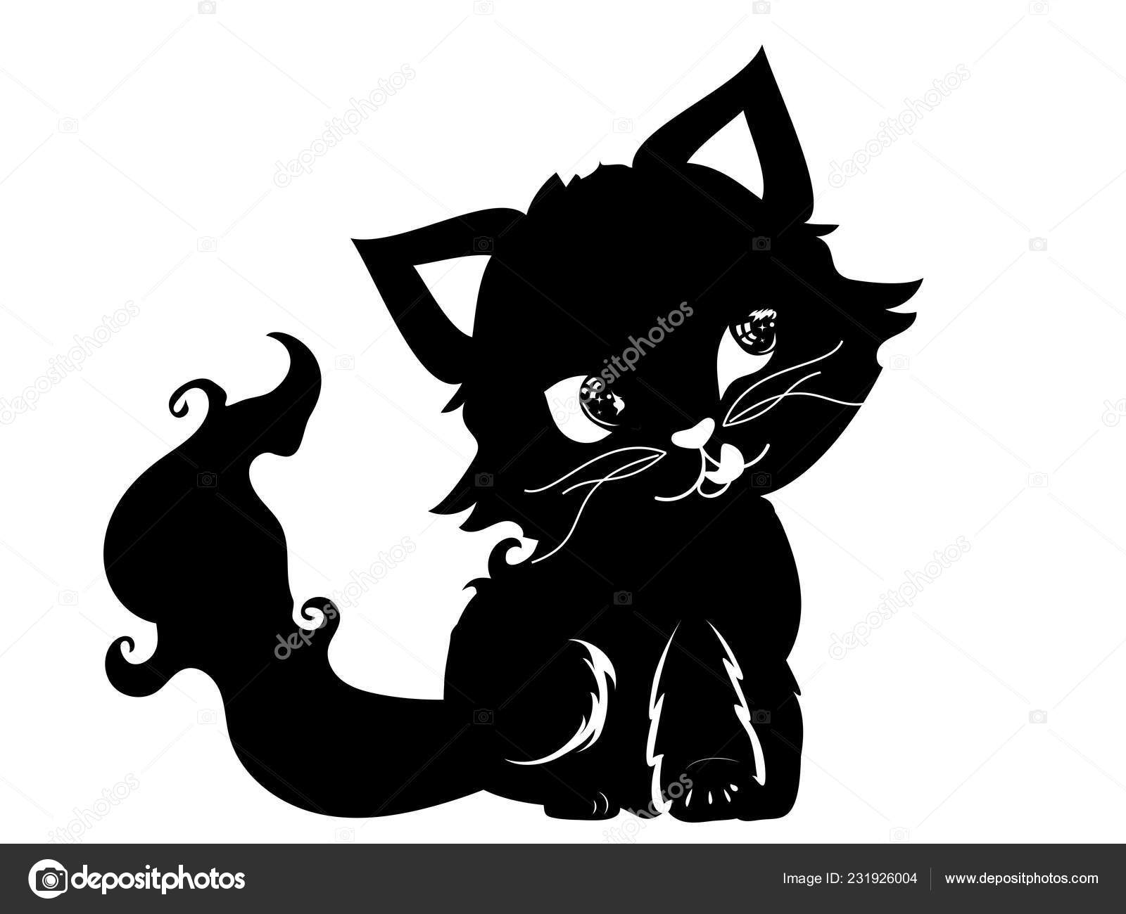  Silhouette  vectorielle d un chat  aux ailes noires  Image 
