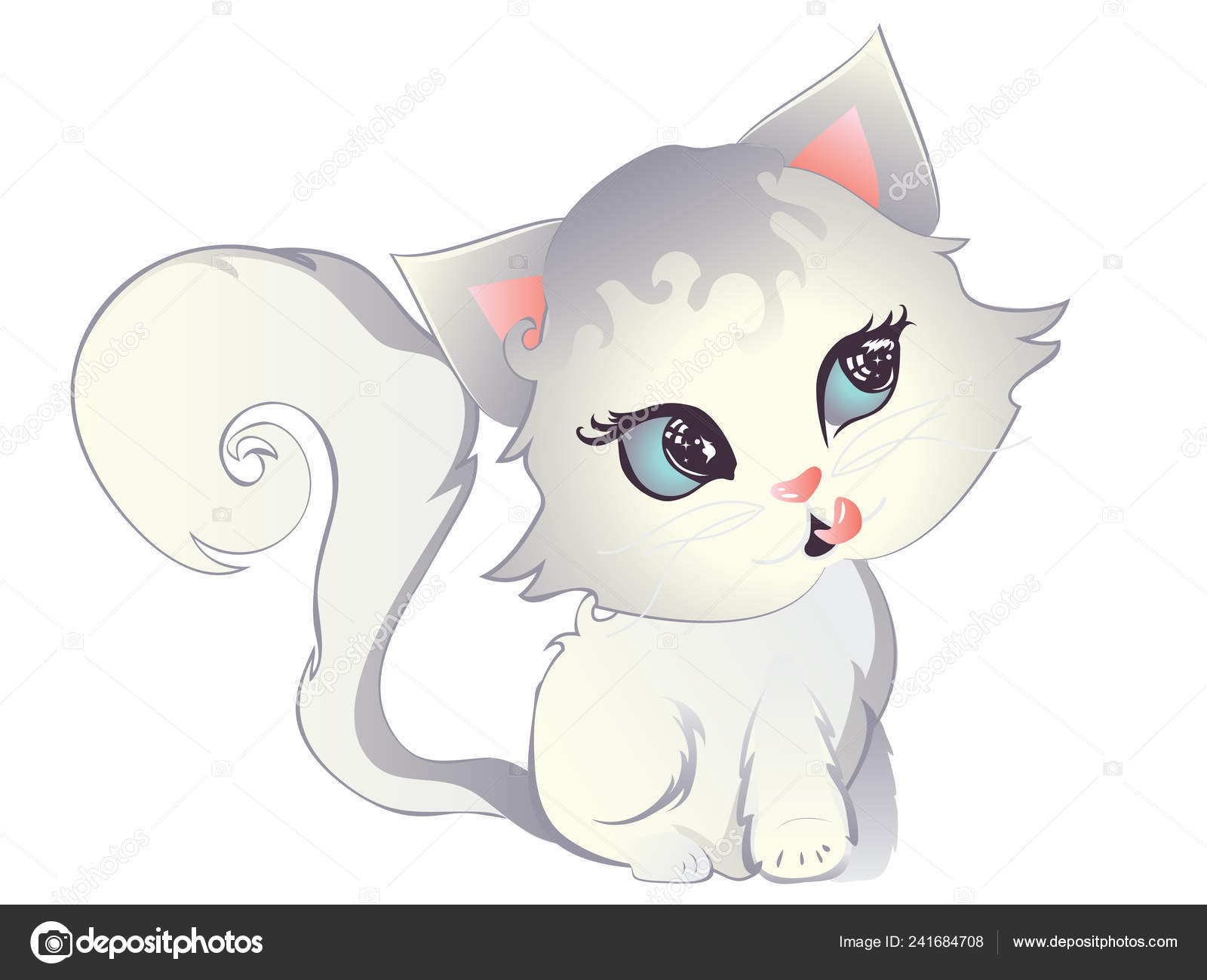 Chaton Mignon Angora Turc Blanc Aux Yeux Bleus Illustration