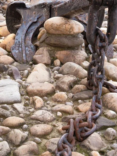 Rusty Anchor Big Chain Used Monument Big Heavy Significant Royalty Free Stock Images
