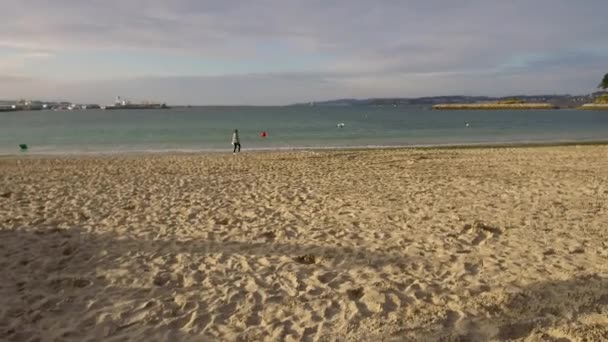 Panorama Latéral Une Plage Est Une Plage Galicienne Climat Est — Video