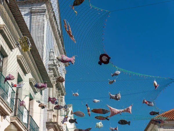 Pouliční Dekorace Sítí Rybami Portugalské Vesnici Aveiro — Stock fotografie