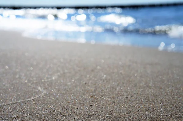 Strand Baggrund Szene Med Sand Himmel - Stock-foto