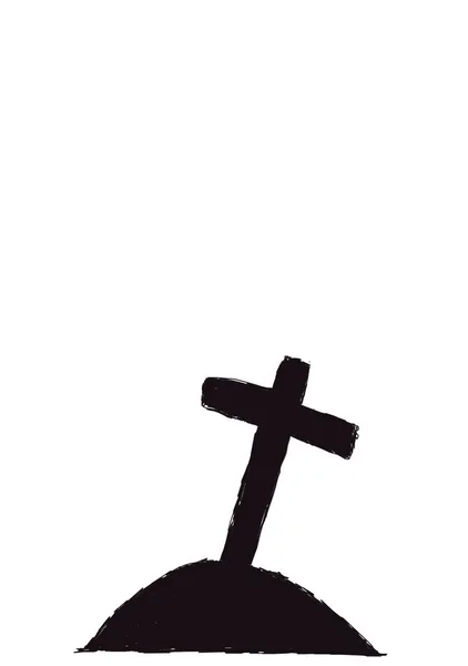 Drawn Cross Black White — Stock Photo, Image