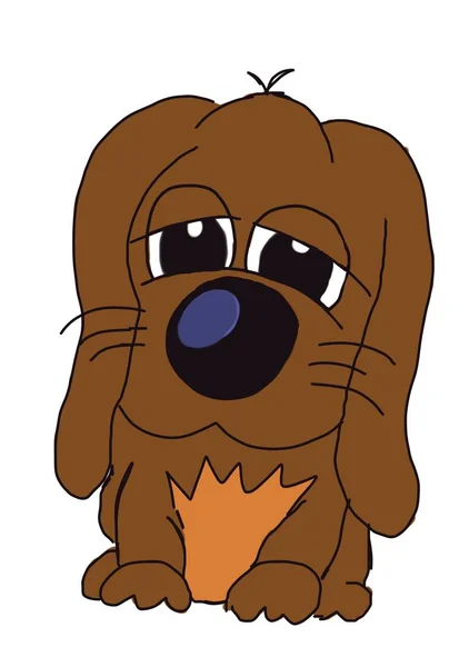 Küçük Sevimli Köpek Kahverengi Illüstrasyon Sadık Bak — Stok fotoğraf