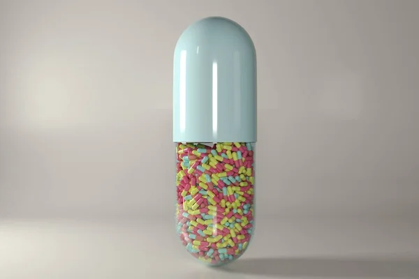 Pillole Capsule Antibiotici Colori Diversi Sullo Sfondo — Foto Stock