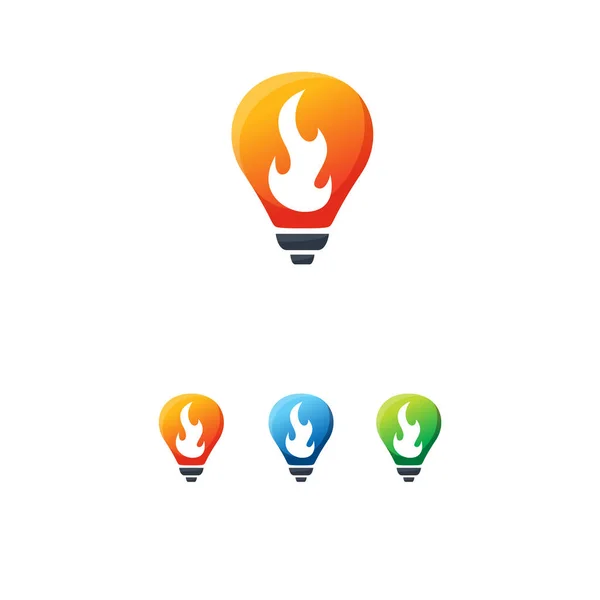 Bombilla Fuego Diseño Logotipos Vector Concepto Plantilla Logotipo Spirit Idea — Vector de stock