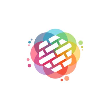 Renkli Tuğla İş logo vektörü, Tuğla İnşaat logo dizaynları şablon, tasarım konsepti, logo, şablon elemanı