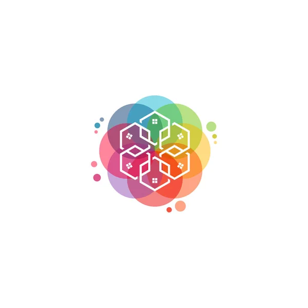 Вектор Логотипа Красочный Дом Шаблон Логотипа Недвижимости Концепция Дизайна Логотип — стоковый вектор