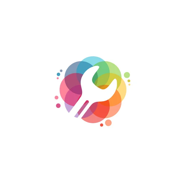 Kleurrijke Moersleutel Logo Vector Service Logo Ontwerpen Template Ontwerp Concept — Stockvector