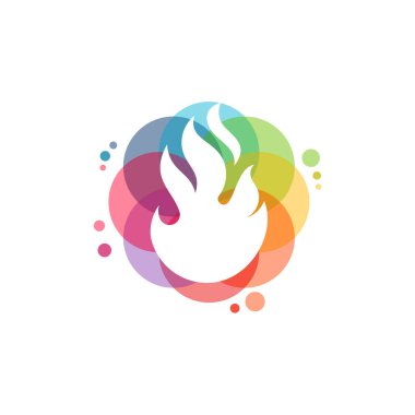 Renkli Ateş logo vektörü, Ateş alevi logosu şablon tasarımı, tasarım konsepti, logo, şablon için logot ögesi