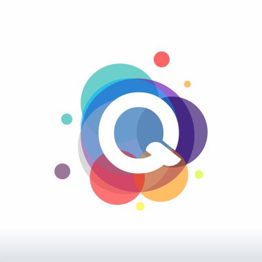 Soyut Q İlk logosu konsept vektörü, Renkli Harf Q logosu tasarımları