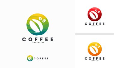 Soyut Çember Kahve çekirdeği logosu konsept vektörü tasarladı