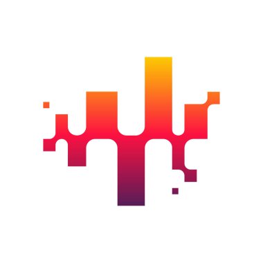 Benzersiz Pulse Logo şablonu vektör çizimi, Piksel Puls logo sembolü