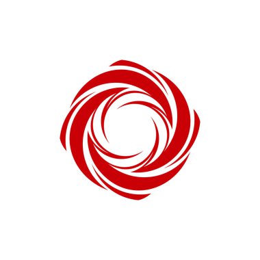 Çember Kırmızı Tornado logosu izole, Soyut Kasırga Logosu Sembolü, Tayfun vektör çizimi