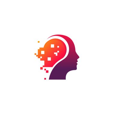 Baş Teknisyen logosu, Pikselin Baş logosu konsept vektörü, Robotik Teknoloji Logosu tasarım vektör çizimi