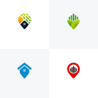 Building Point logo dizayn konsept vektörü, House Point logo şablonu