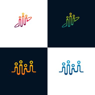 Topluluk logosu şablonu dizayn vektör çizimi, İnsanlar logoyu yendi