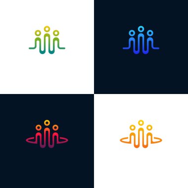 Topluluk logosu şablonu dizayn vektör çizimi, İnsanlar logoyu yendi