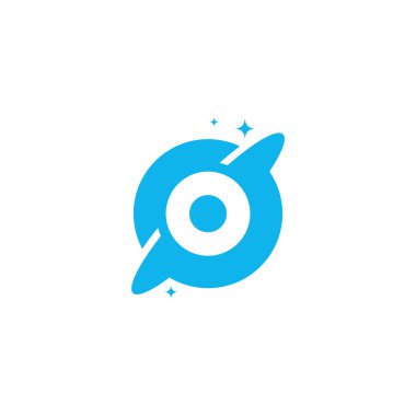 Baş harf O Swoosh Yörünge Logosu Vektör Tasarımı, O Çocuk logosu şablonu mavi arkaplan, logo simgesi simgesi simgesi