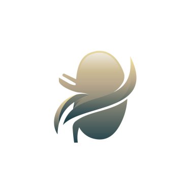 Swoosh 'lu modern böbrek logosu, Sağlık Böbreği logosu vektör dizayn ediyor