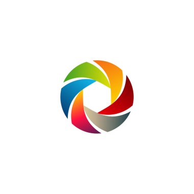 Renkli Lens logosu şablon, Modern Lens Fotoğrafçılık sembolü, Logo simgesi