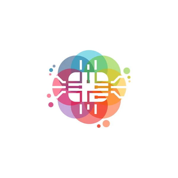 Renkli Şlemci Logo Vektörü Çip Logosu Şablon Tasarımı Tasarım Konsepti — Stok Vektör