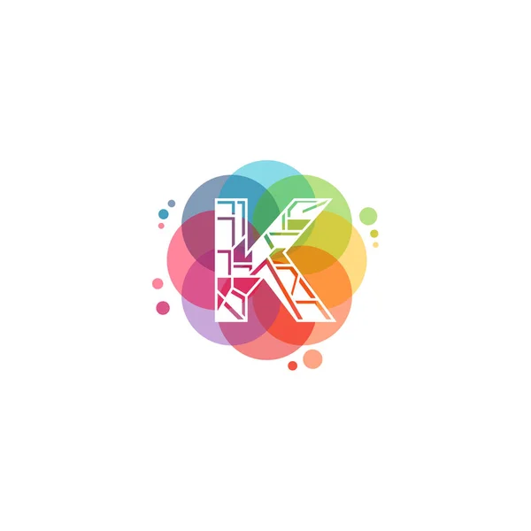 Renkli Pixel Harf Logo Vektörü Tekno Logo Şablonu Tasarım Konsepti — Stok Vektör