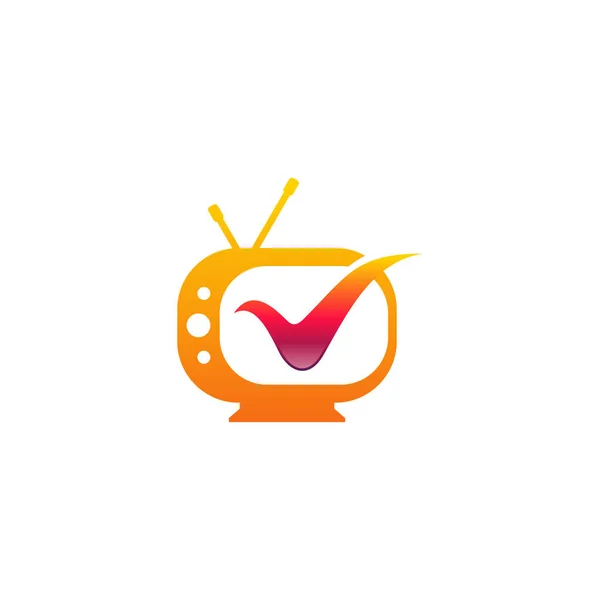 Television Check Logo Designs Concept Vector Logo Symbol Icon — Stock Vector