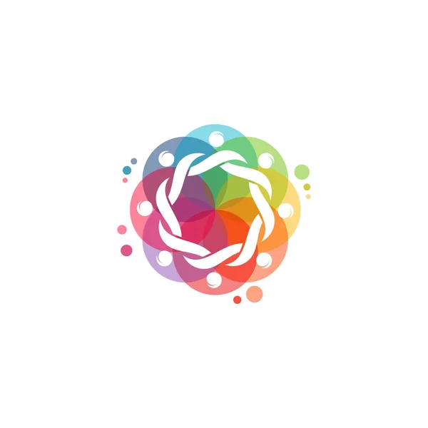 Colorido Vetor Pessoas Felizes Logotipo Comunidade Logotipo Trabalho Equipa Logotipo —  Vetores de Stock