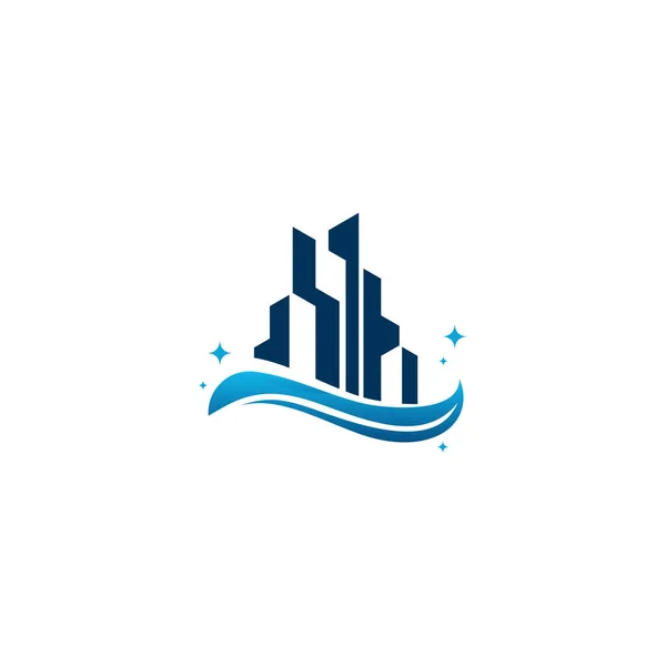 Logologo Van Schoonmaakdienst Concept Clean Building City Logo Template Logo — Stockvector