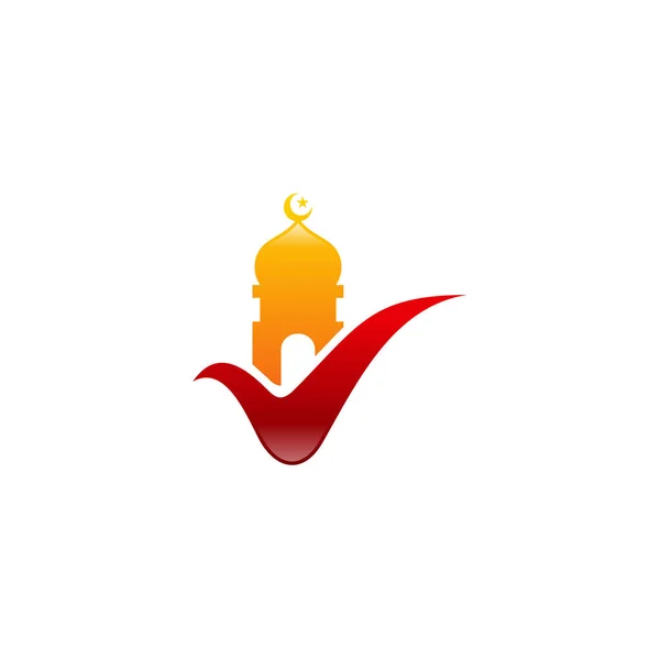 Moschee Check Logo Designs Konzept Vektor Logo Designs Symbol — Stockvektor