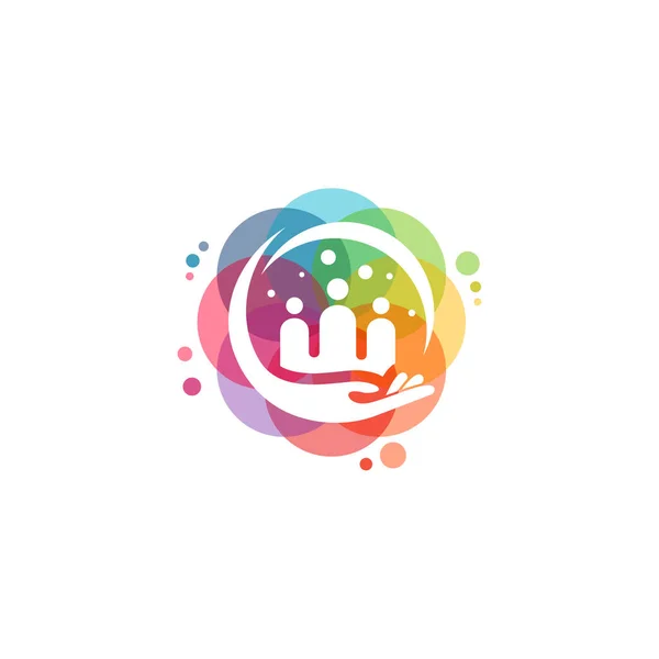 Kleurrijke Group Care Logo Vector Charity Logo Ontwerpen Template Ontwerp — Stockvector