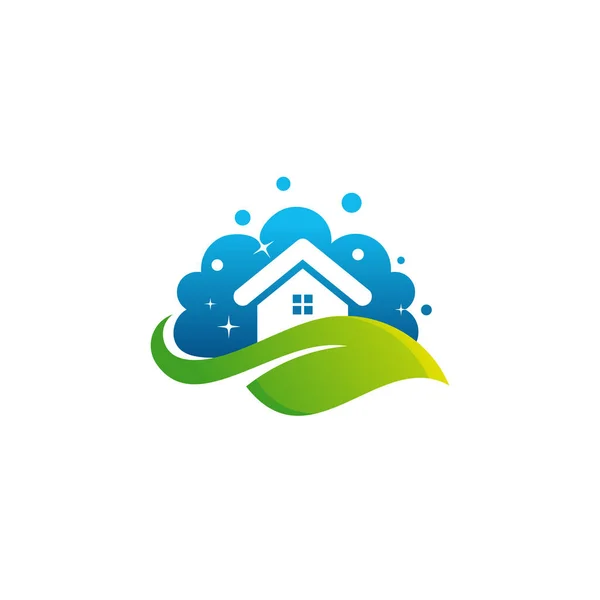 Clean House Logo Ontwerpen Concept Cleaning Service Logo Symbool — Stockvector