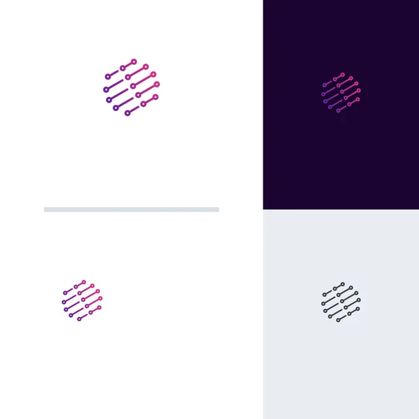 Global Tech Logo Design Concept Vector Pixel Circle Logo Template — 图库矢量图片