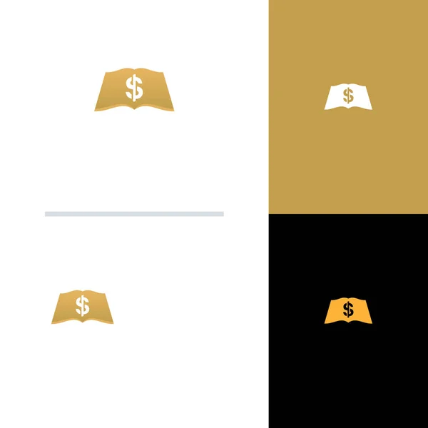 Finanzas Libro Logo Diseños Concepto Vector Dinero Libro Logo — Vector de stock